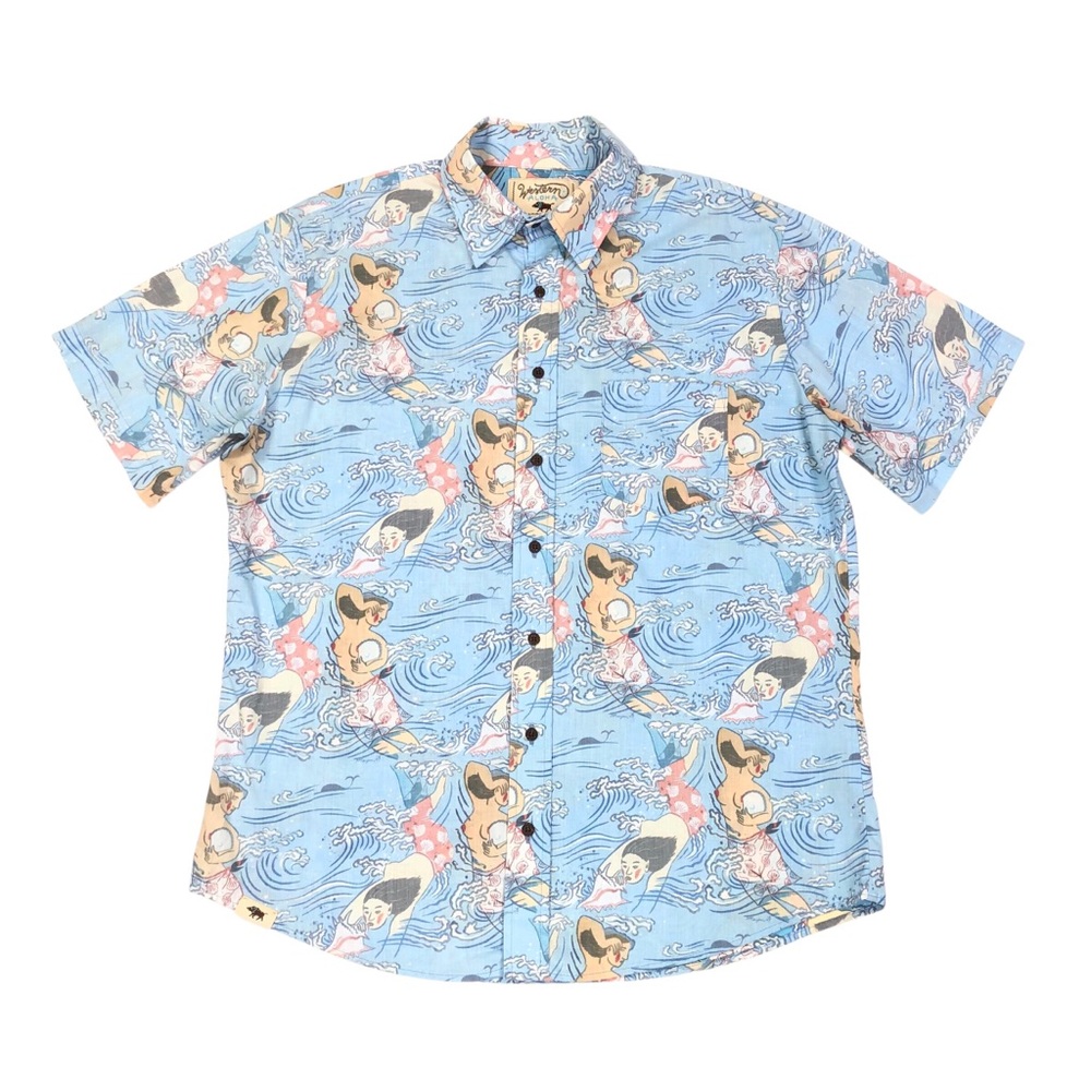 Western Aloha Men's Hawaiian Shirt Size XL Reverse Print Short Sleeve Button Up